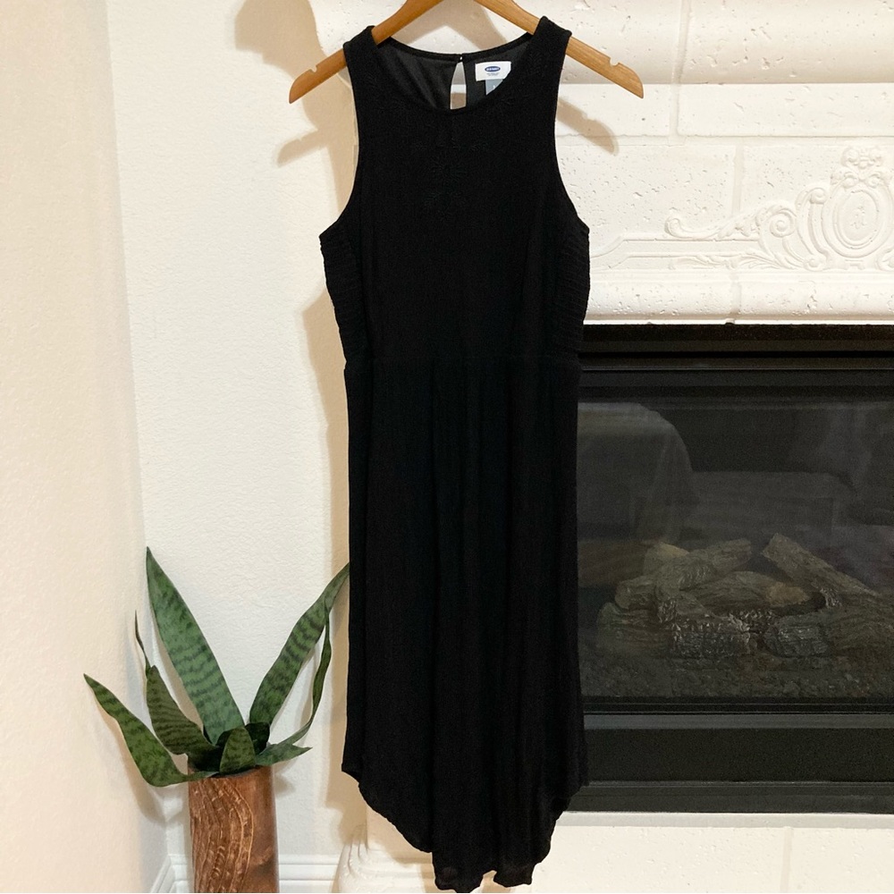 Black Sleeveless Embroidered Midi Dress Old Navy Size Small S
